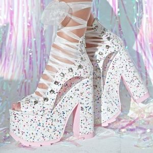 White Sparkle Ballet Bae Platforms